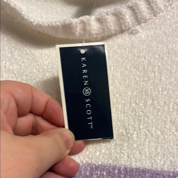 Karen Scott Purple and White Sweater L - Picture 3 of 6